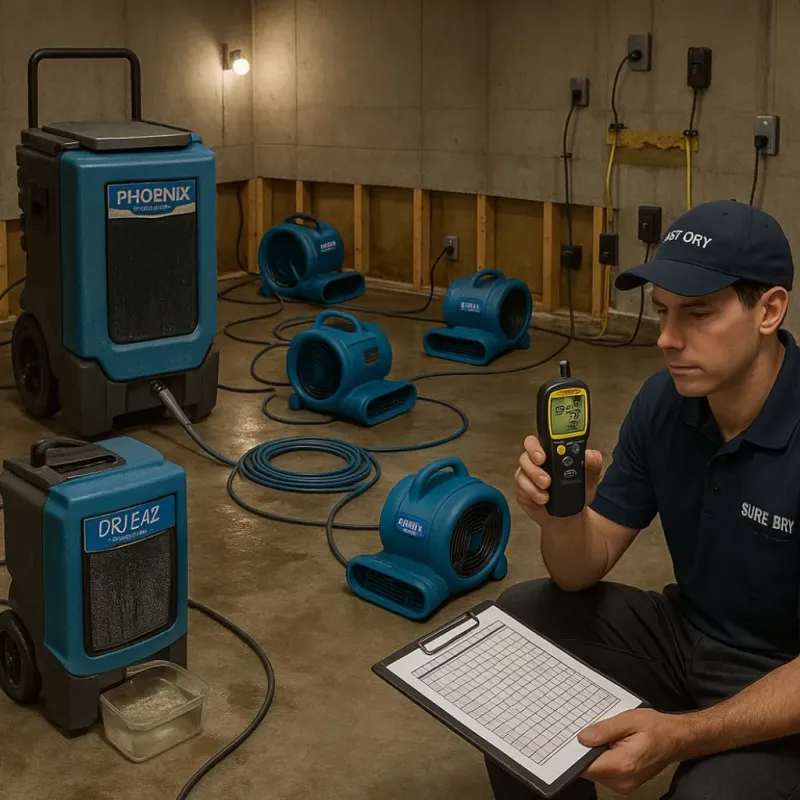 Structural Drying and Dehumidification process in Graham, TX